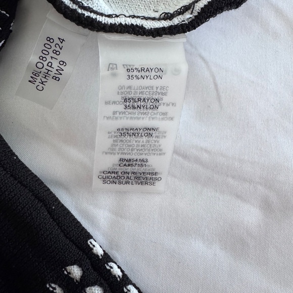 Calvin Klein Black Cream Midi Length Swing Dress M for Office or Dinner - Picture 8 of 9